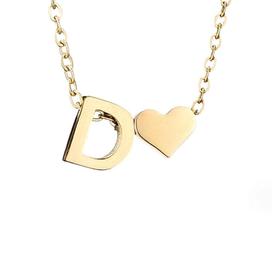 Personalized Gold Initial Heart Necklace