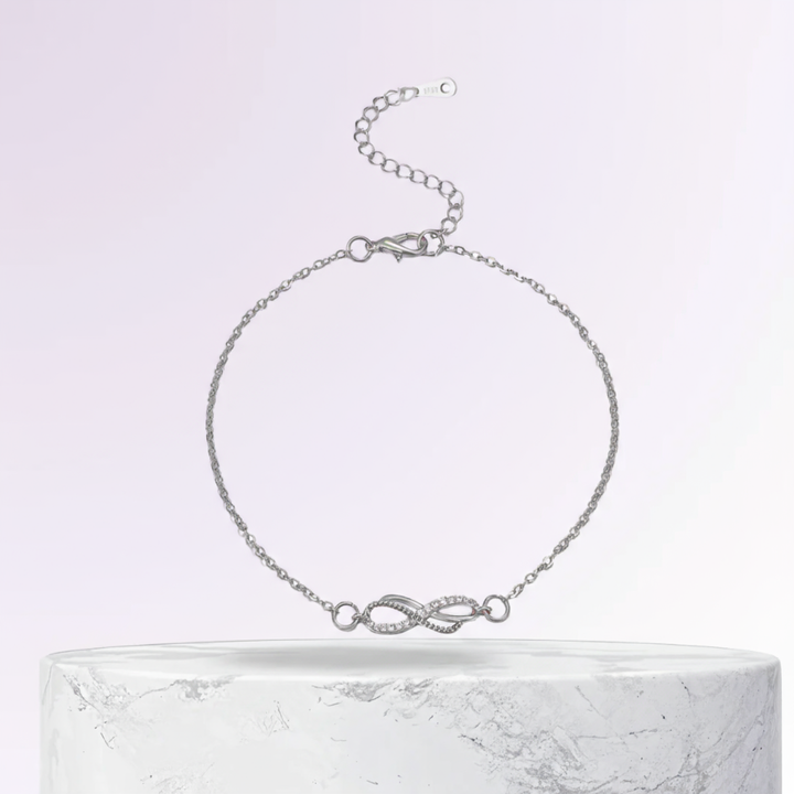 Delicate Infinity Charm Silver Anklet