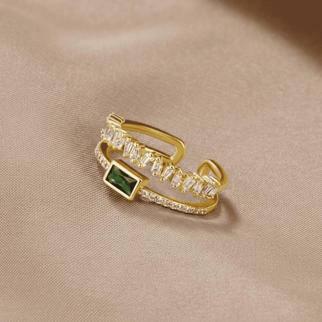Forest Green Zirconia Adjustable Ring