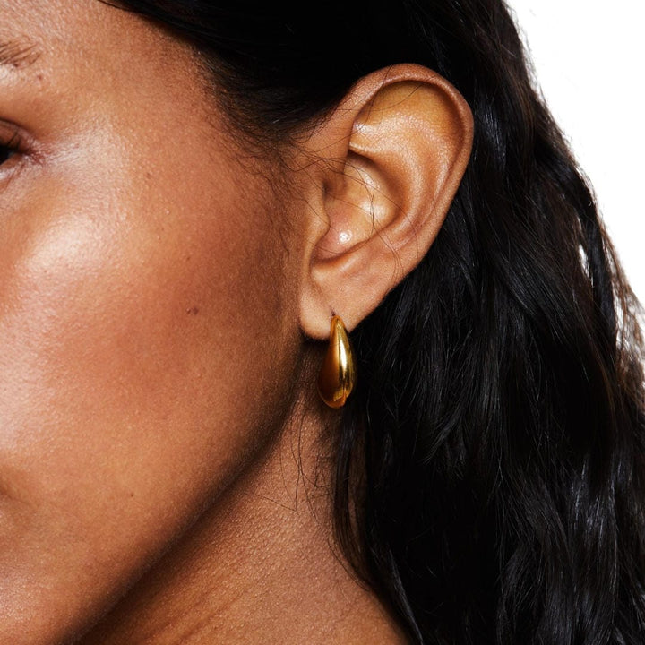 Gold Teardrop Hoop Earrings