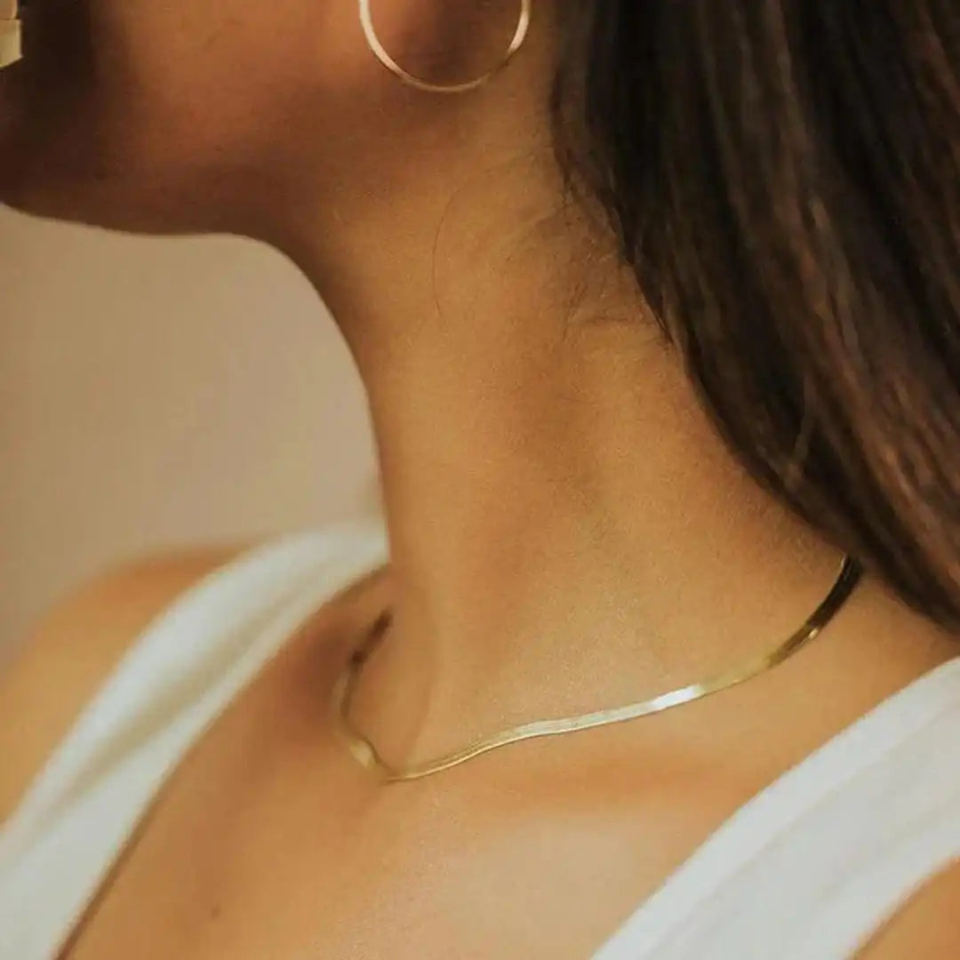 Timeless Herringbone Gold Necklace