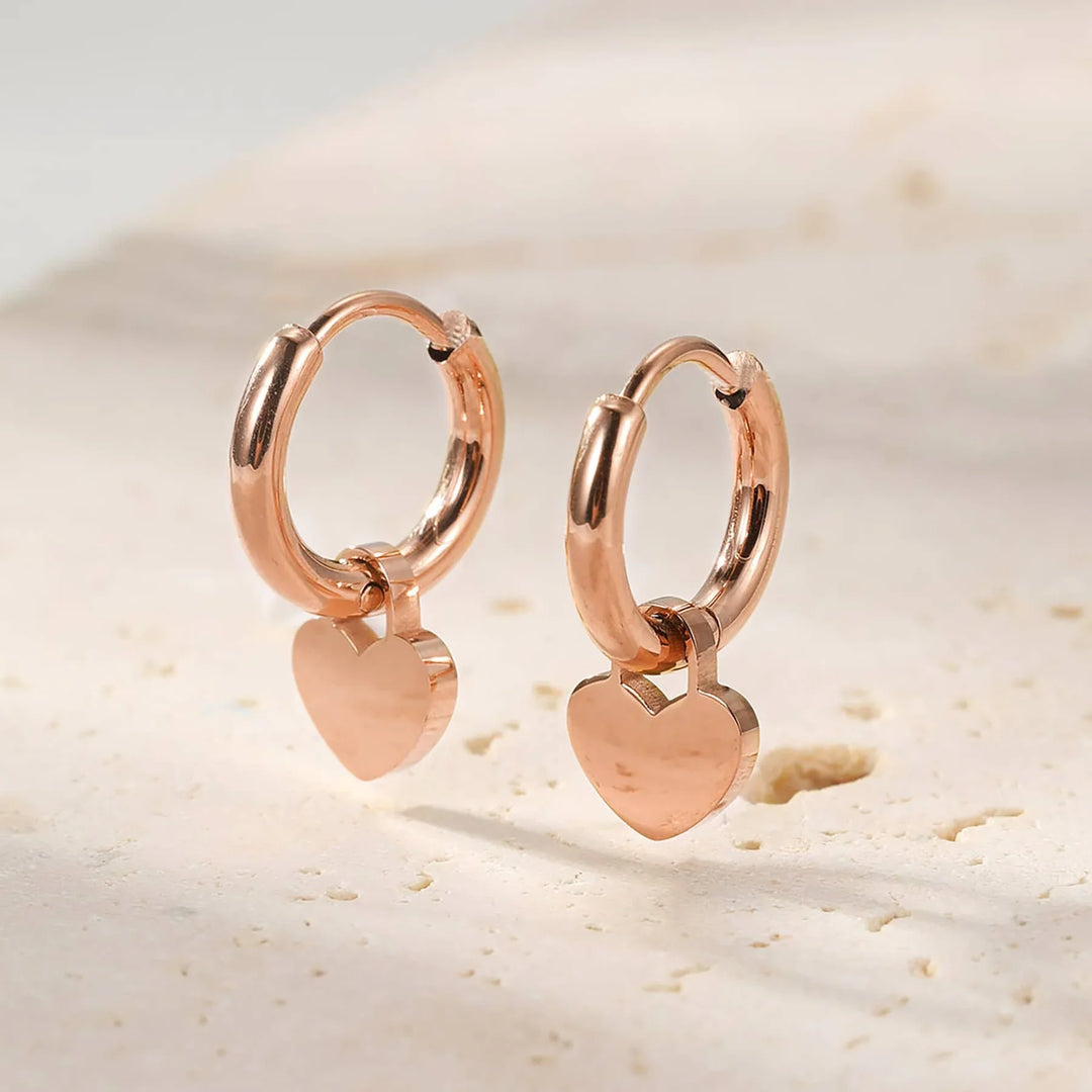 Modern Heart Drop Zircon Earrings