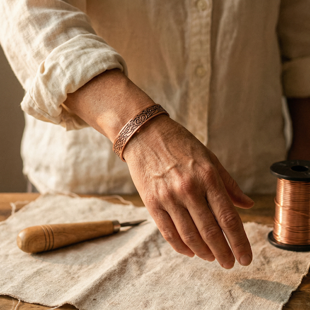 Azure Moss Copper Bracelet