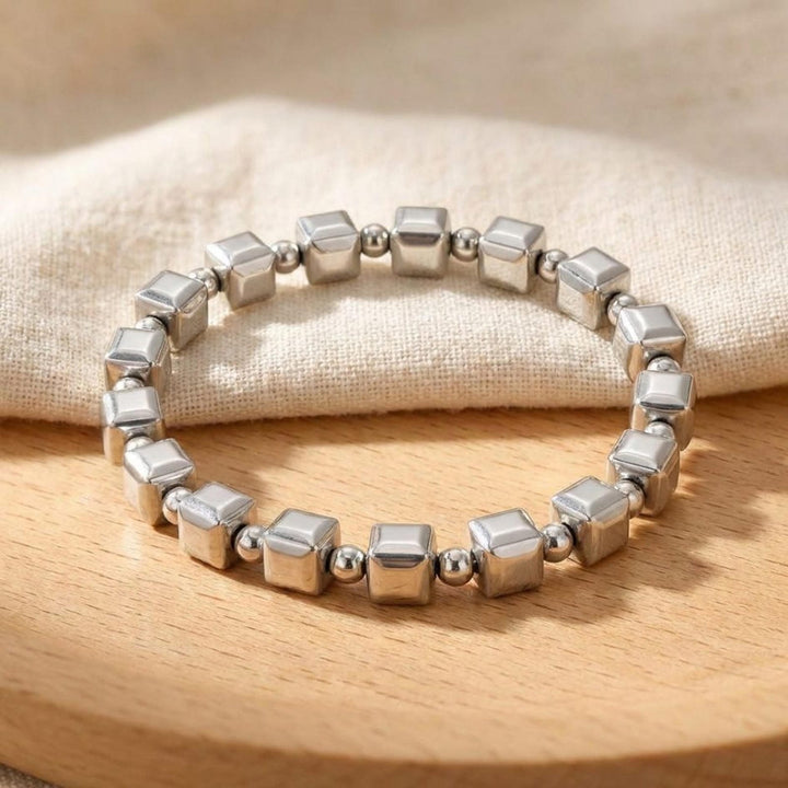 Vintage Silver Cubic Beads Bracelet