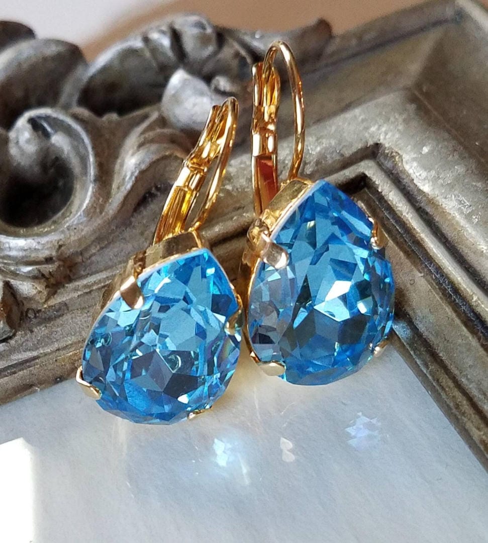 Vintage Blue Glass Earrings