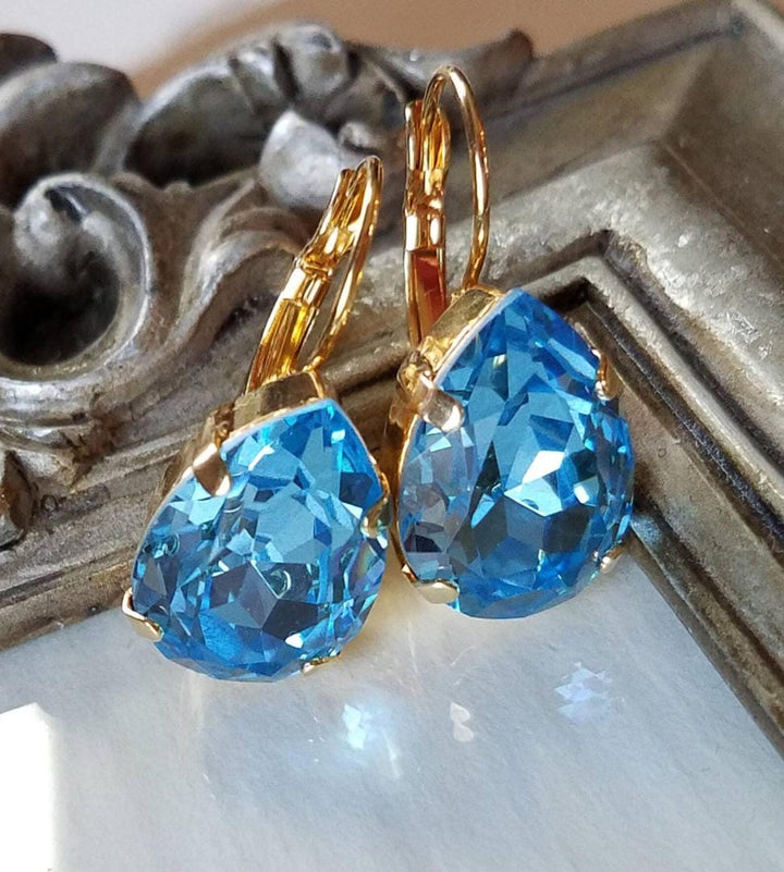 Vintage Blue Glass Earrings