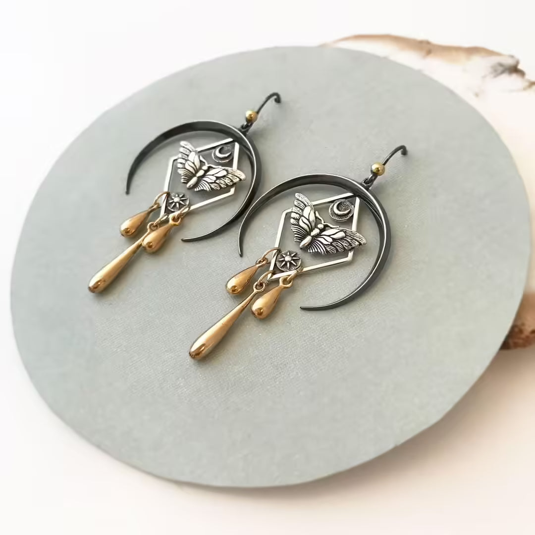 Vintage Moon Kissed Moth Dangles