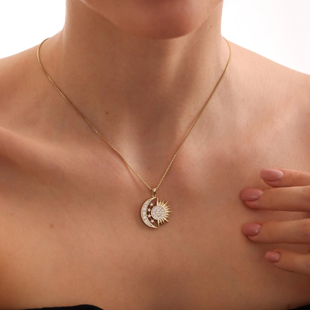 Moon and Sun Pendant Necklace