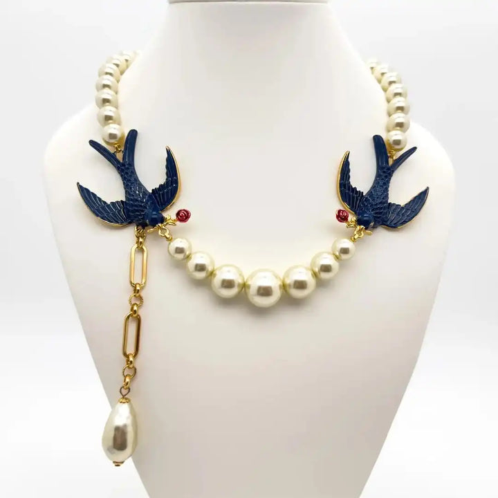 Classic Pearl Swallow Charm Set