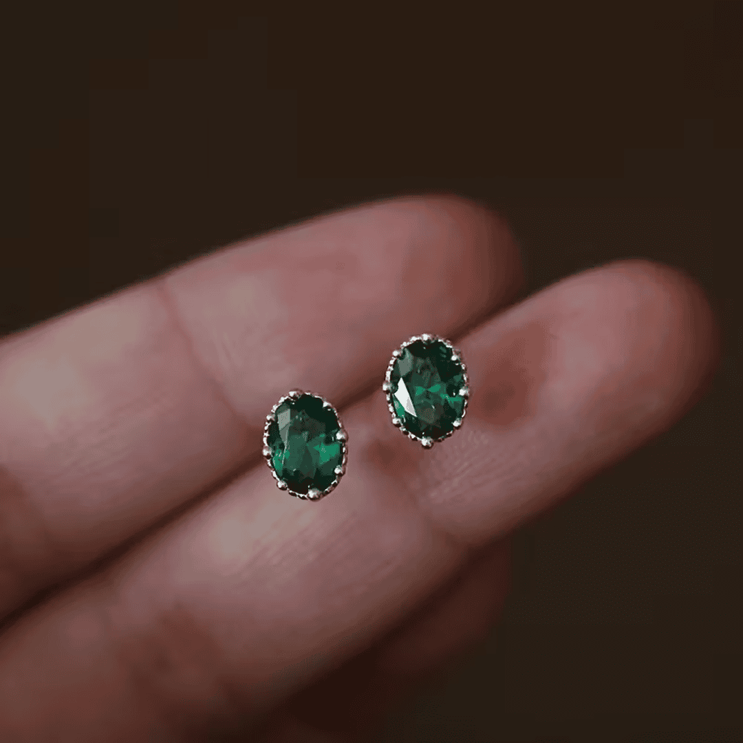 Verdant Oval Emerald Earrings