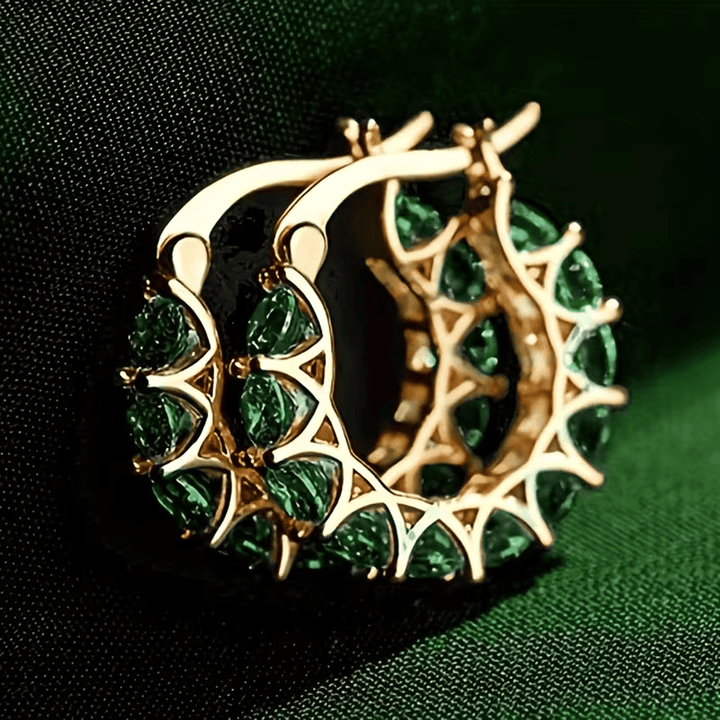 Regal Hoop Emerald Earrings