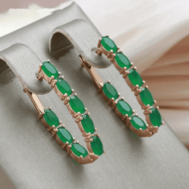 Savannah Hoop Emerald Earrings