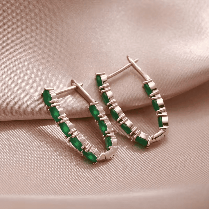 Savannah Hoop Emerald Earrings