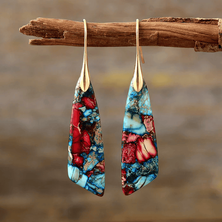 Vintage Silver and Gold colourful Stone Earrings