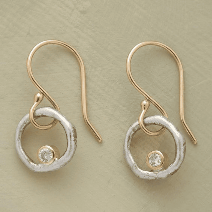 Vintage Gold and Silver Earrings with Cubic Zirconia