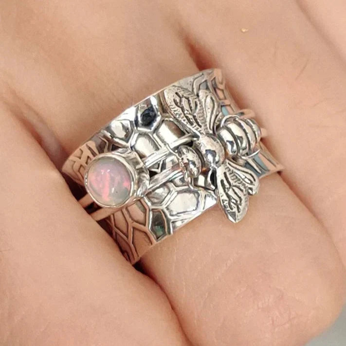 Catherine Moonstone Bee Wide Ring