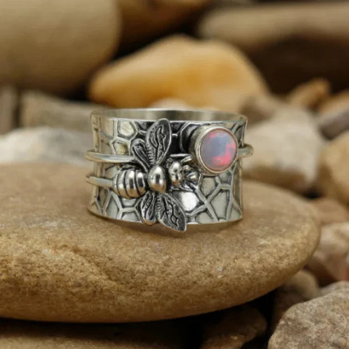 Catherine Moonstone Bee Wide Ring