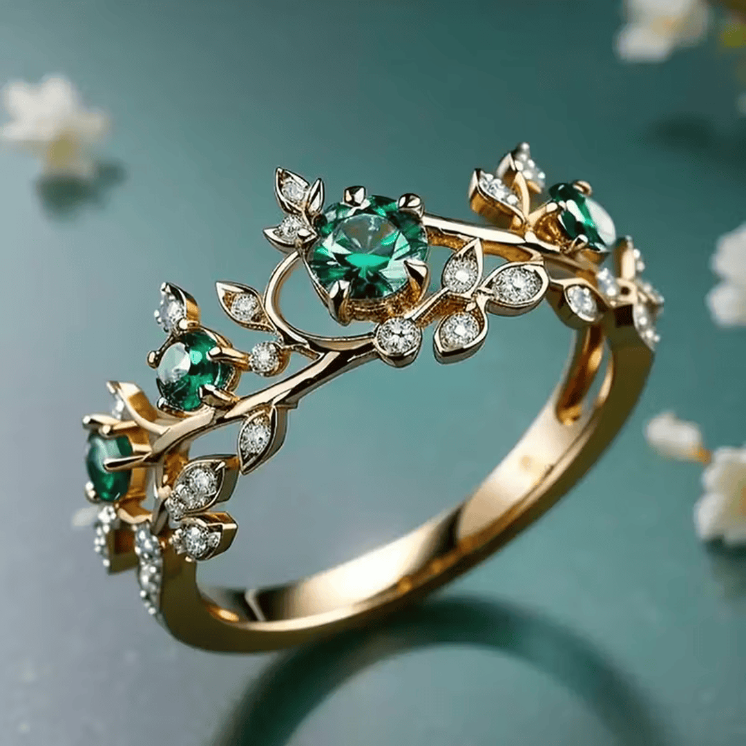 Classic Emerald Blossom Ring
