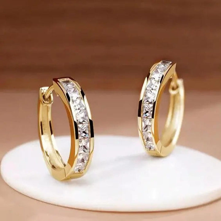Gold Crystal Hoop Earrings