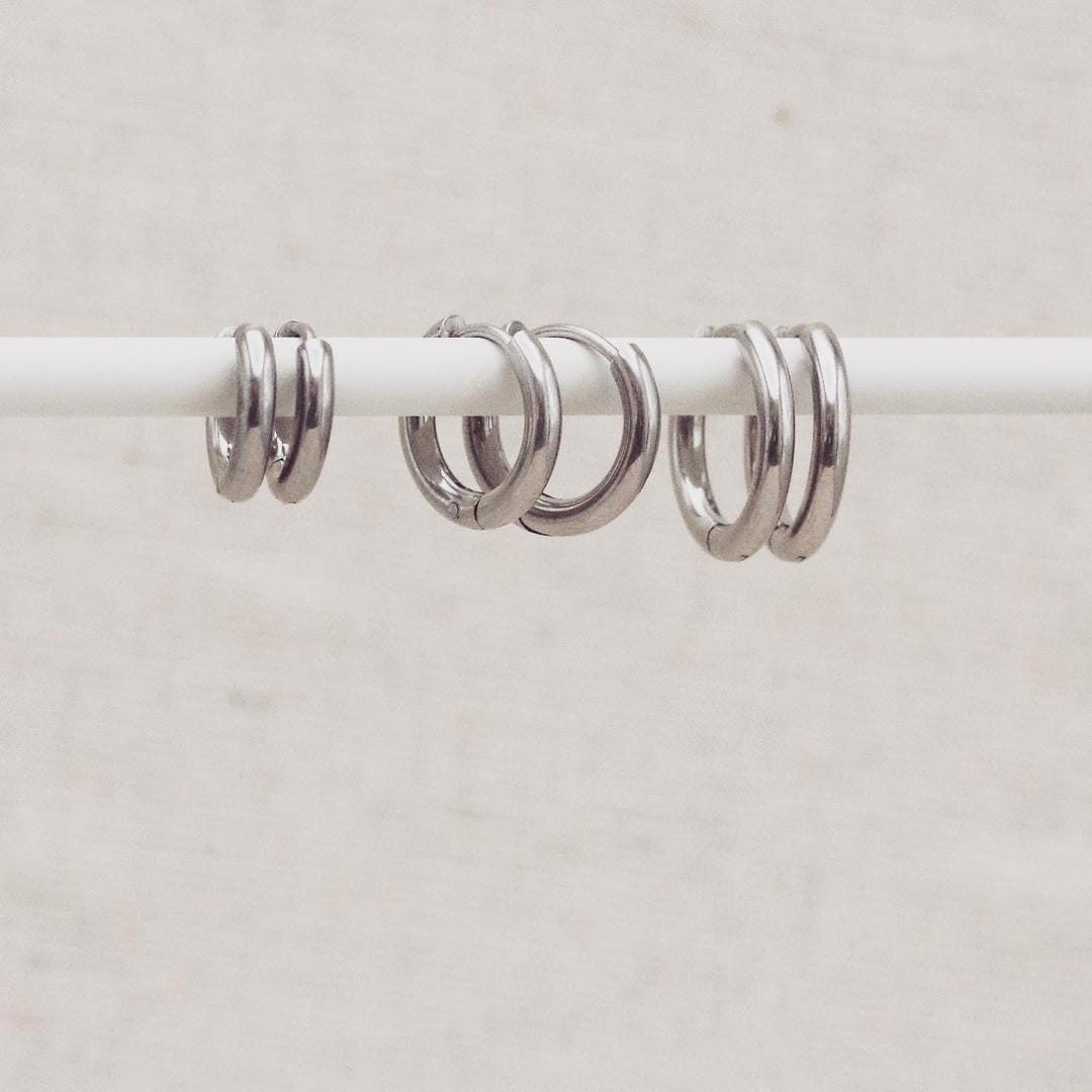 Set of 3 Pairs Silver Classic Rounded Hoops