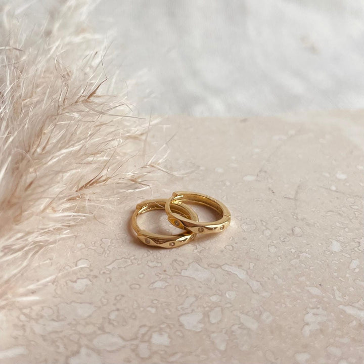 Gold Marquise Huggie Hoops