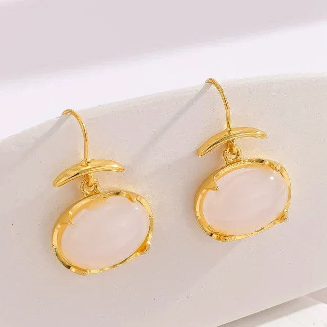 Elegant Oval Moonstone Earrings