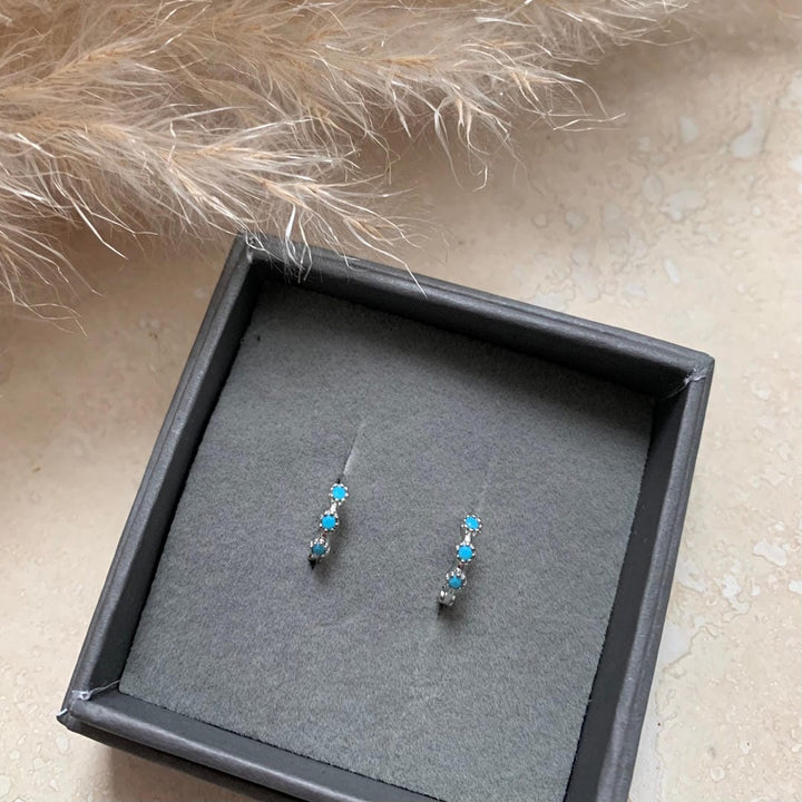 Mini Turquoise Hoops Gold or Silver