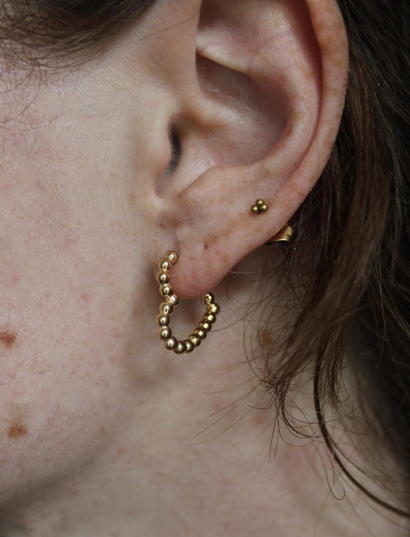 Beaded Heart Hoop Earrings