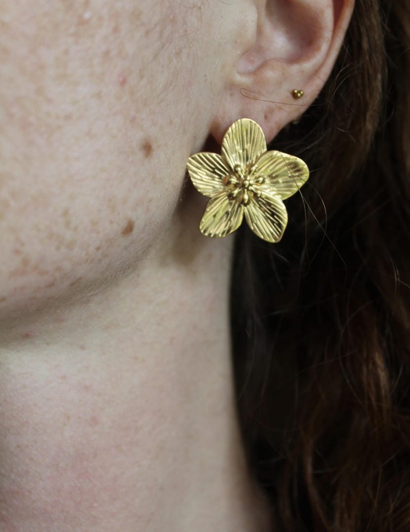 Floral Statement Earrings in Gold or Silver