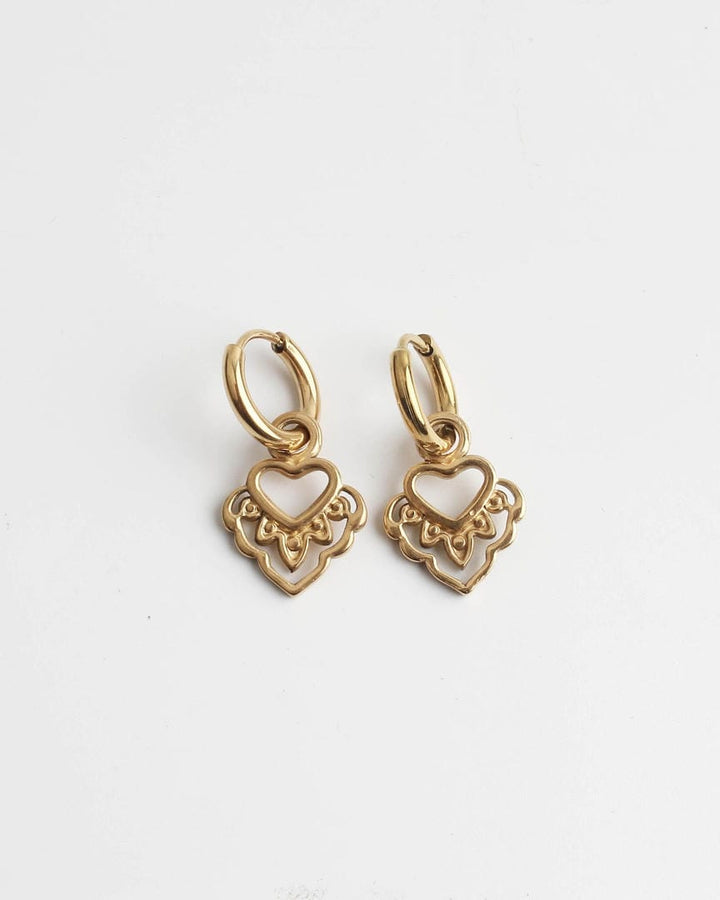 Boho Heart Dangle Earrings