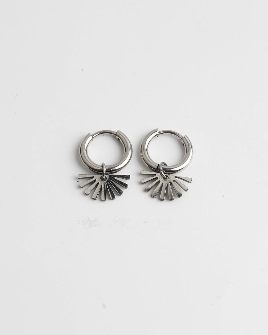 Fan Dangle Hoop Earrings