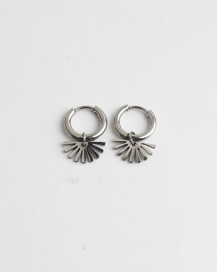 Fan Dangle Hoop Earrings