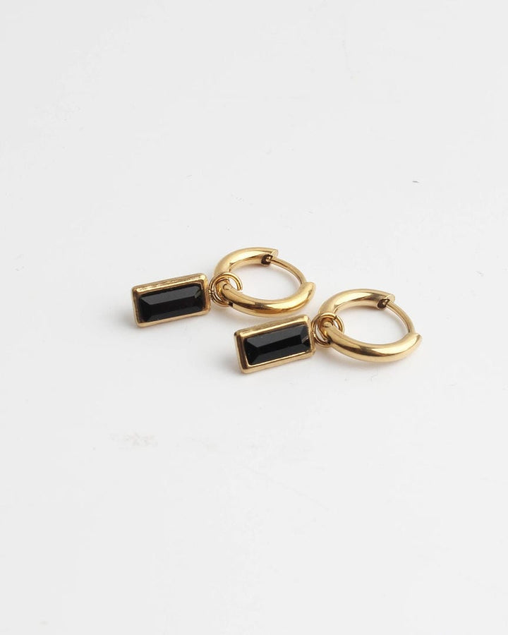 Gleaming Rectangle Drop Gem Earrings