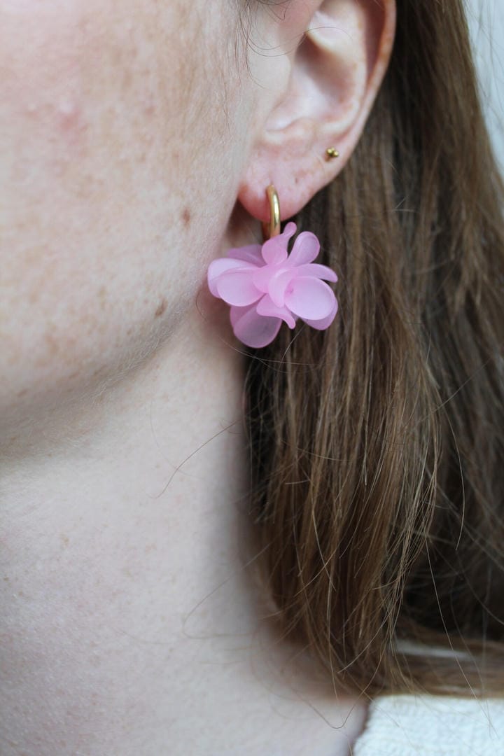 Gold Flower Hoop Earrings