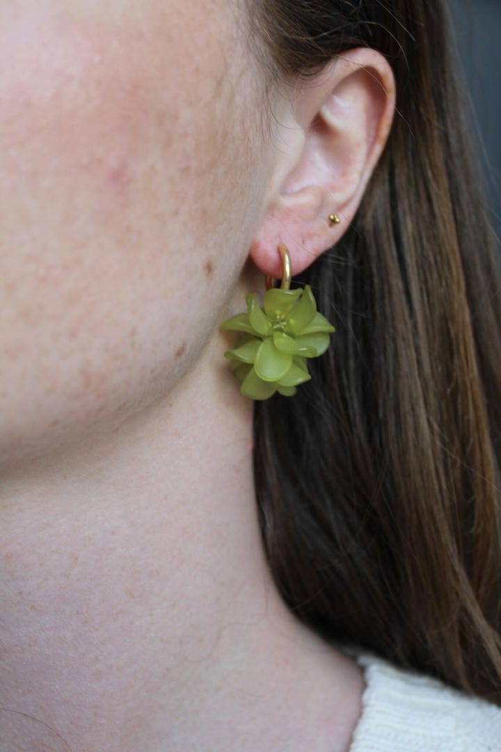 Gold Flower Hoop Earrings