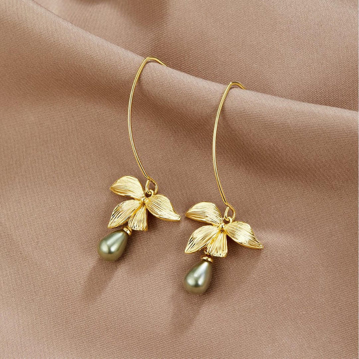 Jade Pearl &amp; Petal Drop Earrings