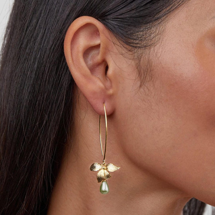Jade Pearl &amp; Petal Drop Earrings