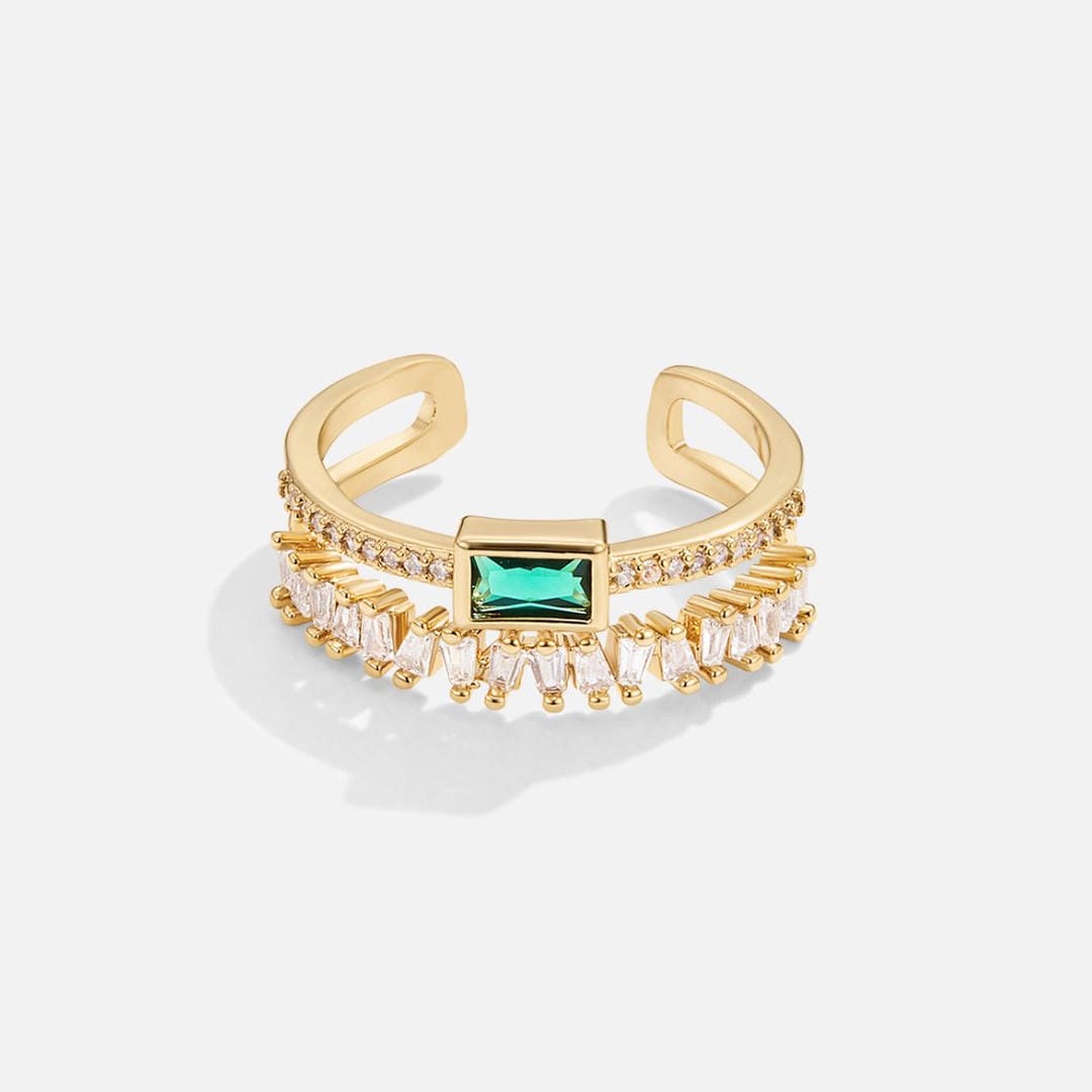 Forest Green Zirconia Adjustable Ring