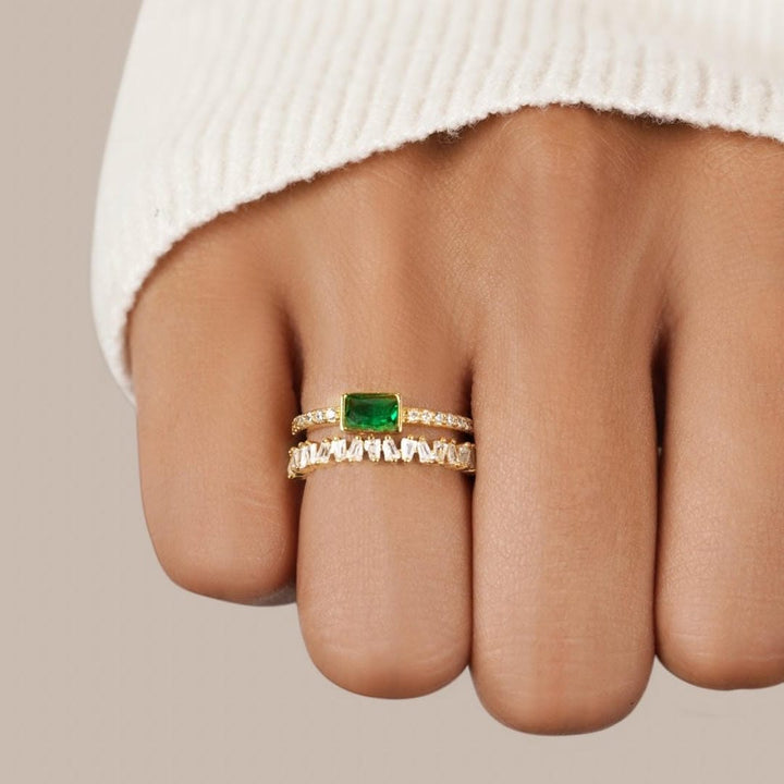 Forest Green Zirconia Adjustable Ring