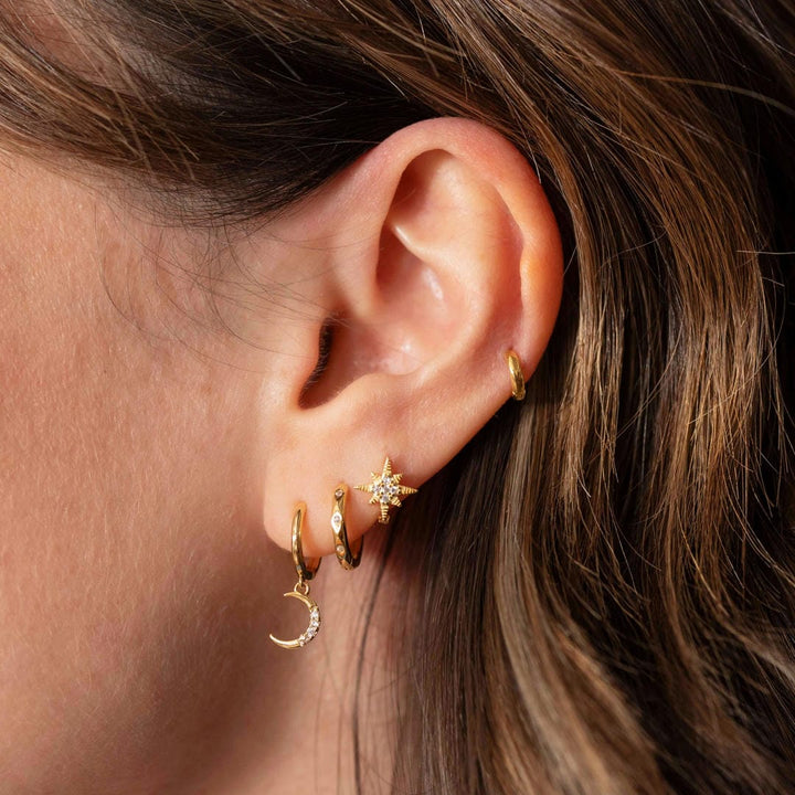 Moon and Star Huggie Hoops