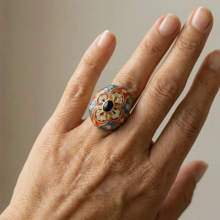 Majesty Enamel Medallion Ring