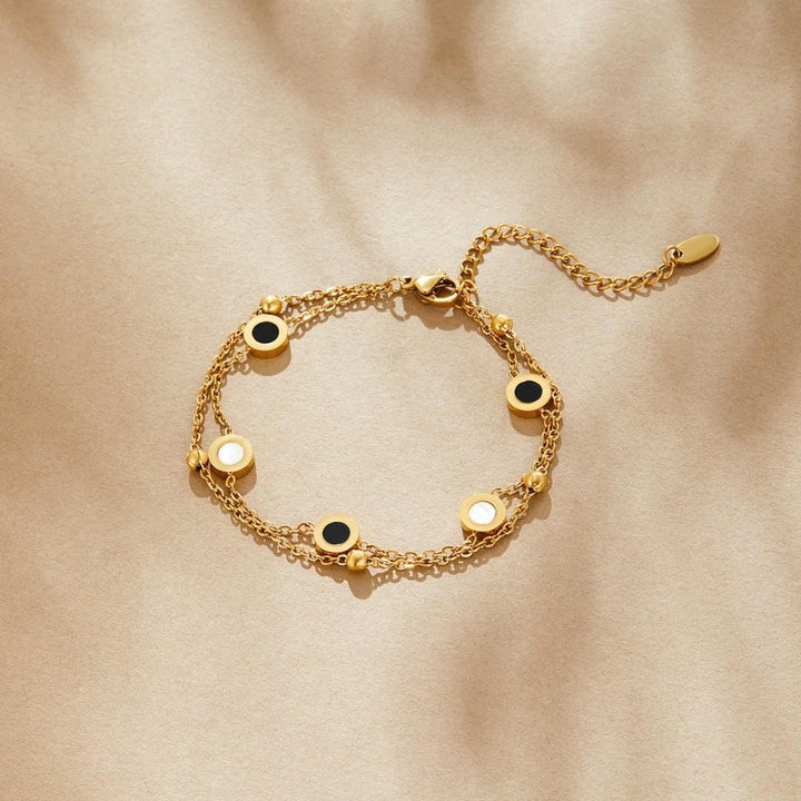 Muse Onyx &amp; White Stone Bracelet