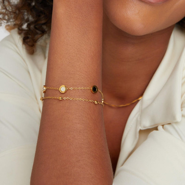 Muse Onyx &amp; White Stone Bracelet