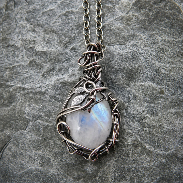 Antique Silver Aura Quartz Necklace