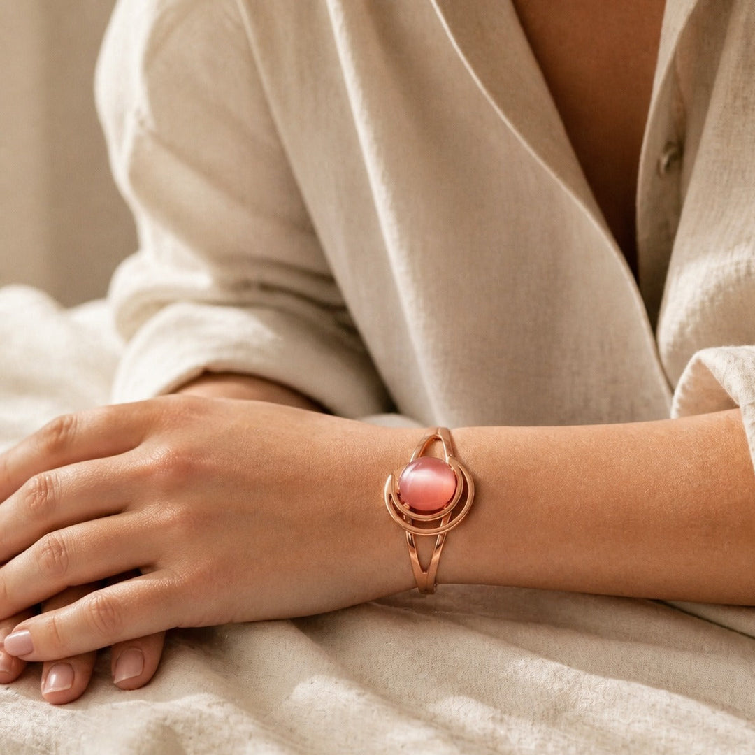 Eternal Pink Sphere Copper Bracelet