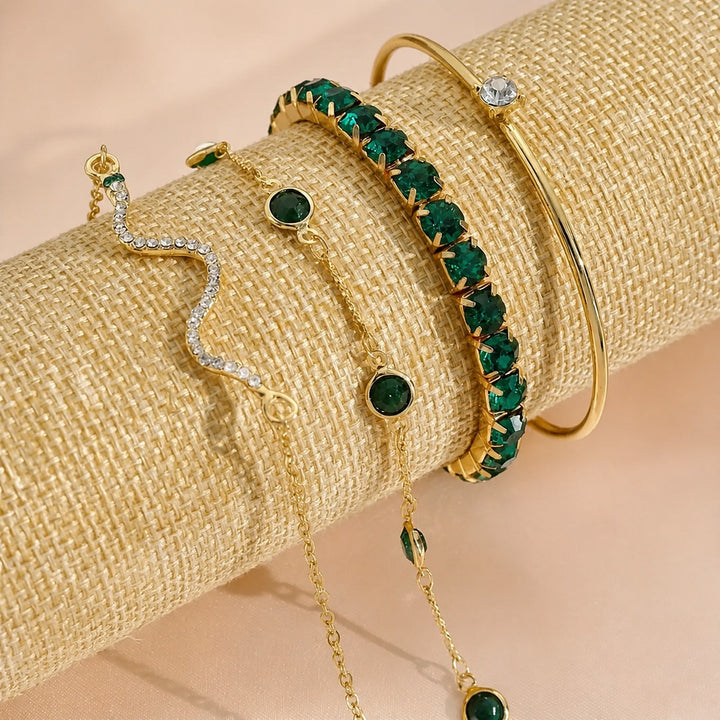 Vintage Emerald Bracelet Set