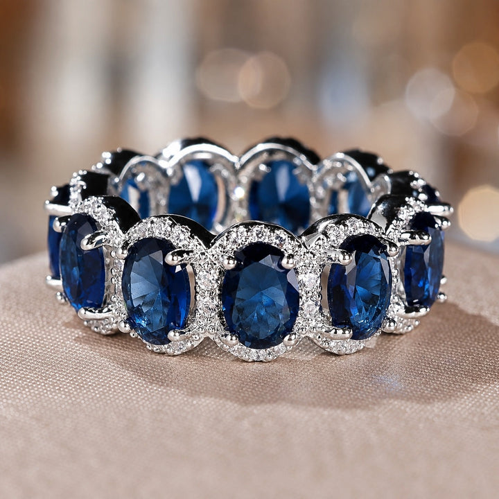 Onyx Oval Zirconia Silver Ring