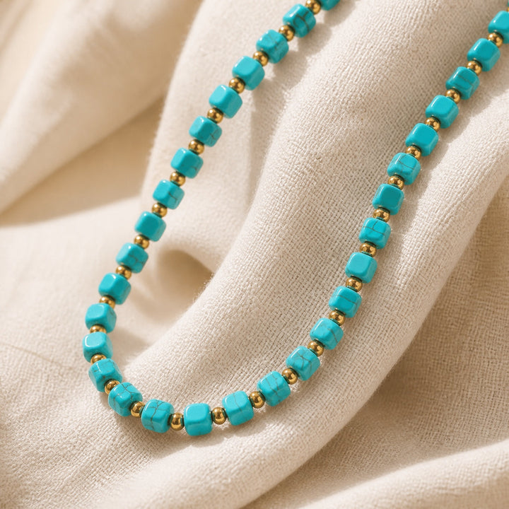 Turquoise Bead &amp; Gold Accent Necklace