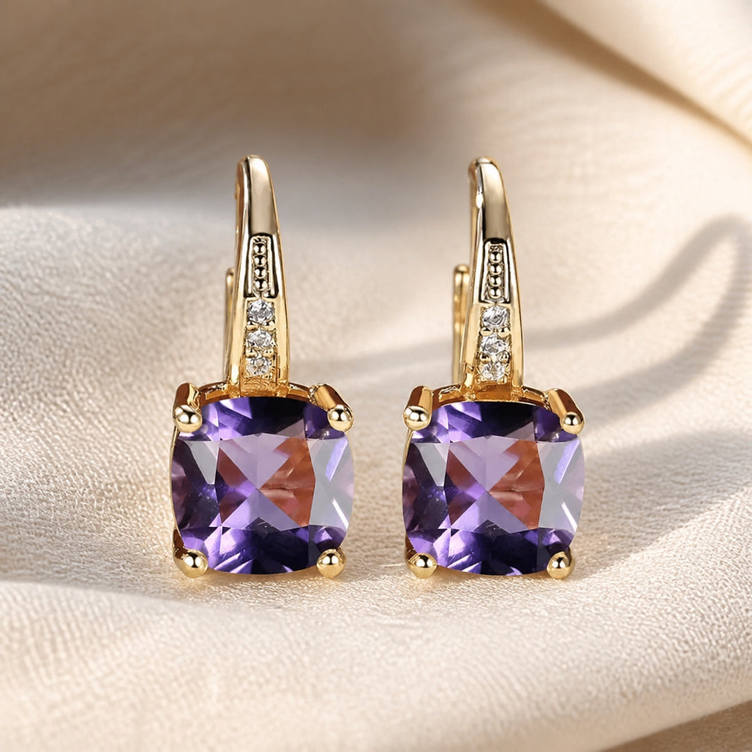 Mystic Sapphire Stone Hoop Earrings