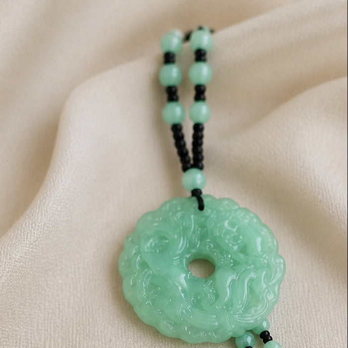 Irregular Jade Dragon Hollow Necklace